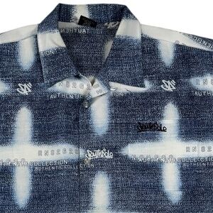 Vintage Y2K Southpole Button Up Shirt RN82628 Logo AOP Blue Streetwear Mens XL